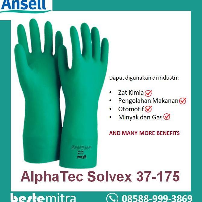 Newsand- Ansell Alphatec Solvex 37-175 Green Nitrile Chemical Gloves