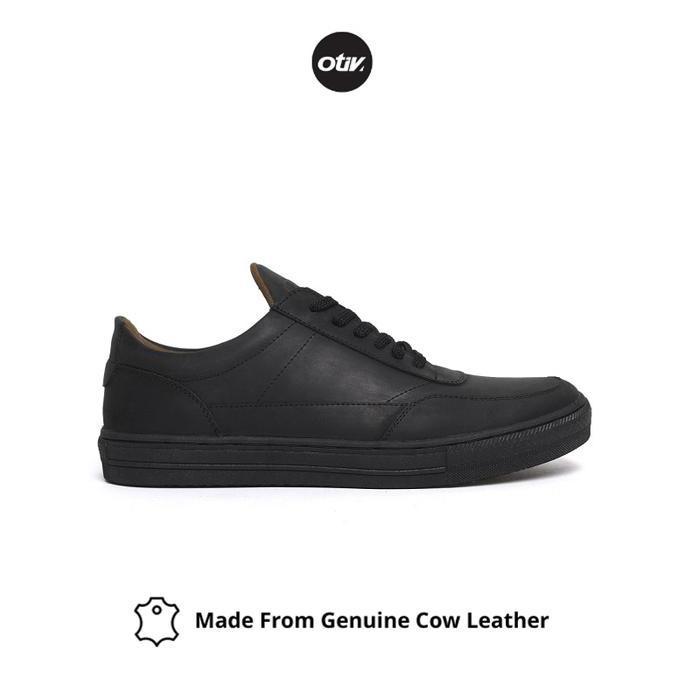 Kets- Otiv Athen Black - Sepatu Sneakers Kulit Asli Pria