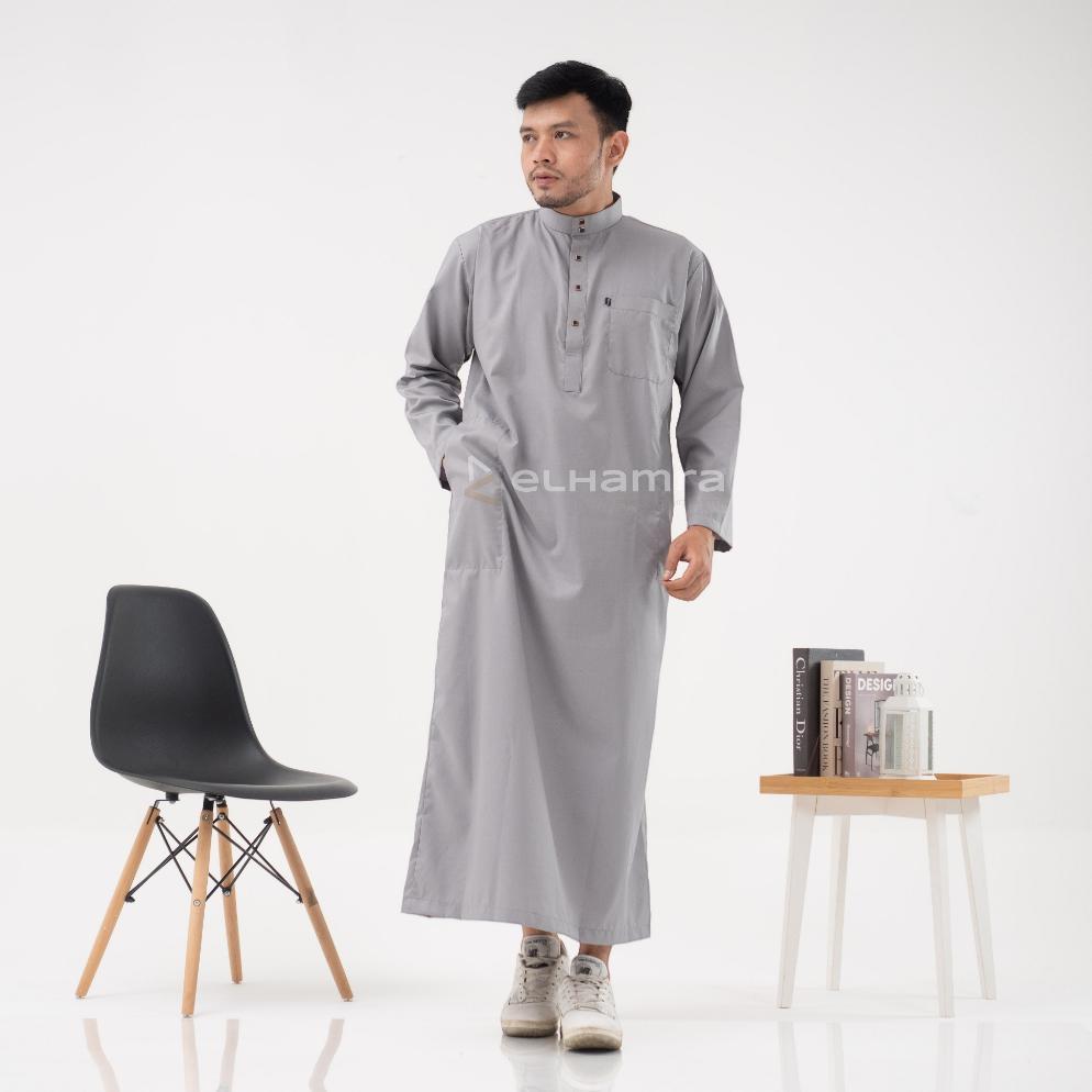 DISKON ELHAMRA - JUBAH SLIMFIT DEWASA GAMIS PRIA KANCING SULTAN BAHAN TOYOBO M33B