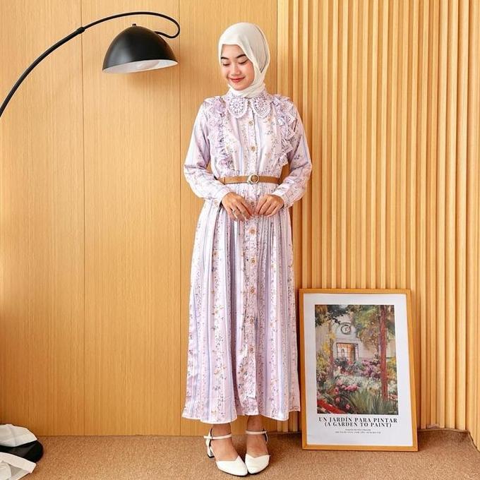 Promo VIOLIN DRESS PLISKET WANITA BAHAN MANGO TWILL PREMIUM DRESS LEBARAN BY MEECLO Diskon