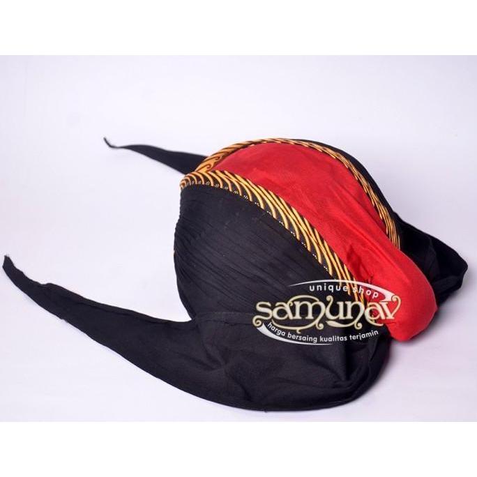 Blangkon lipat Jogja Kliwir Hitam Merah Samurai Kuning dewasa