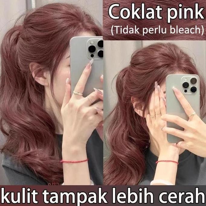 Styling- Tanpa Bleach  Pink Coklat Hair Color 200Ml Pewarna Rambut Cat Rambut  Grey Brown Milk Tea C