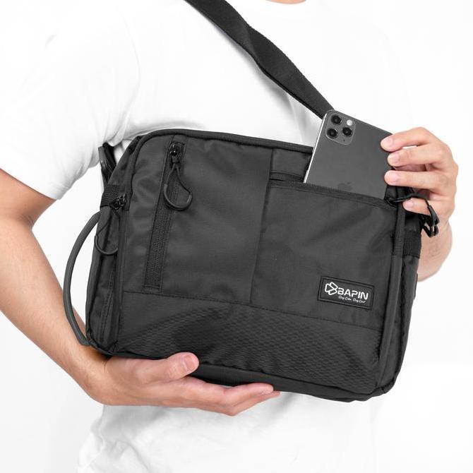 Backpack- Tas Selempang Original Bapin Pria Hitam Grey