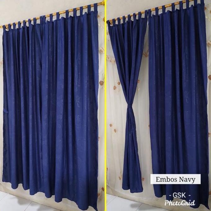 Instancodbisa- Gorden Tali + Poni Motif Embos Navy Biru Dongker