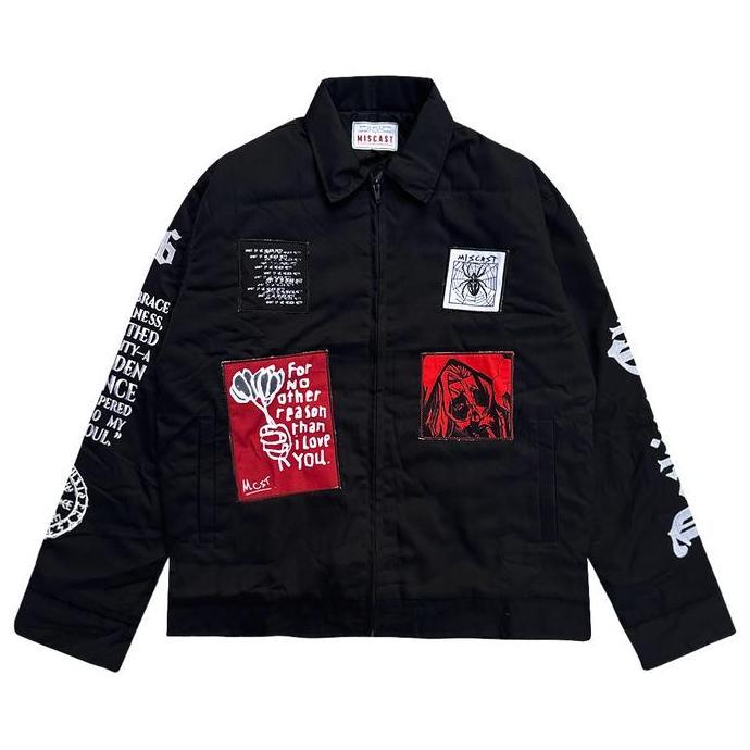 Boywings- Miscast Work Jaket Vintage Rebecca Hitam Bomber Gangster Pria Casual Distro Semi Canvas Mu