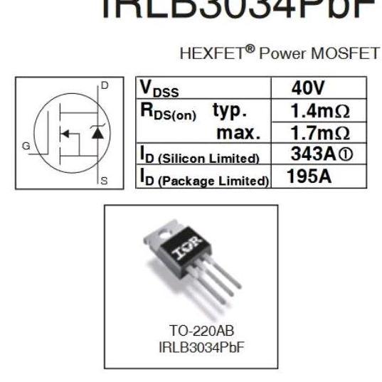 Instancodbisa- Mosfet Irlb3034 Irlb 3034 Pbf To220 New Original Strip