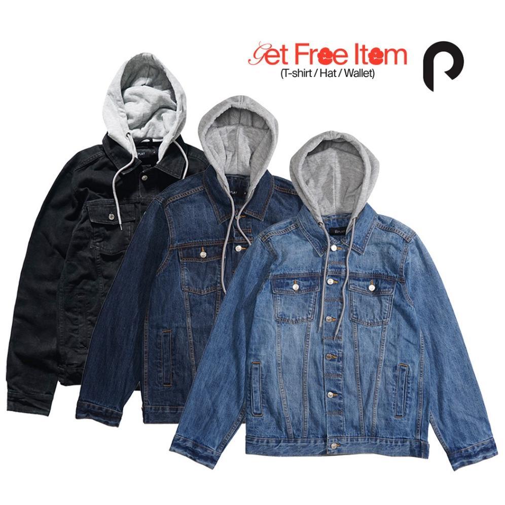 BEST DEALS Port Replay Jaket Jeans Pria Denim Hoodie Type III 13oz