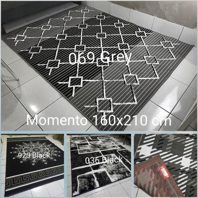 Karpet Permadani Hitam Putih Momento 160x210 cm