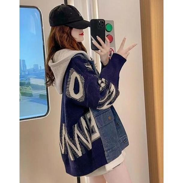 Sale JAKET DENIM ZIGZAG OVERSIZE - JAKET ZIPPER HOODIE GAYA KOREAN - PATCH WORK JAKET