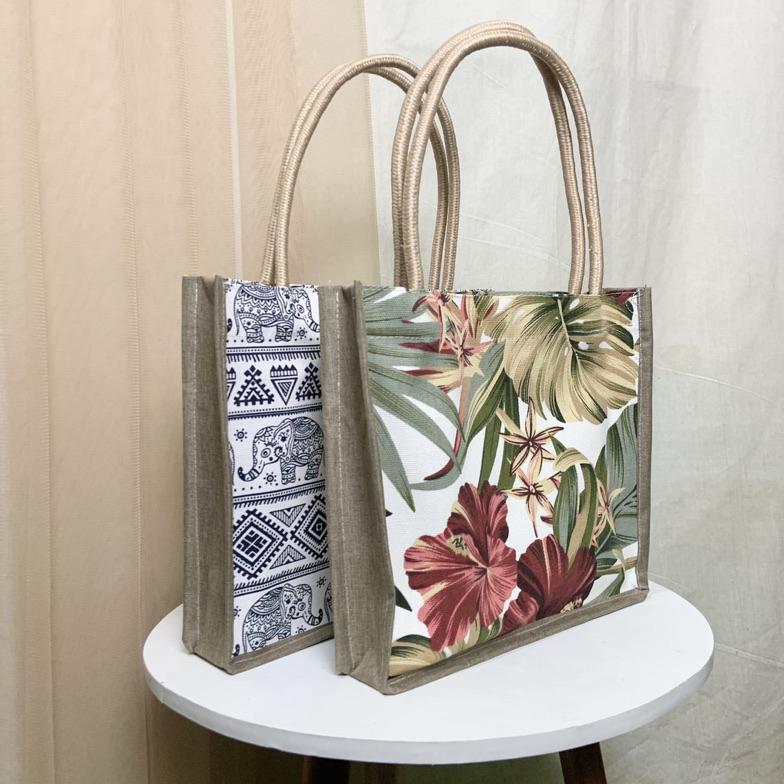 LIMITED Tas Jinjing Kanvas Tali Sumbu Handbag Kanvas Motif Kecil Tas Tali Sumbu MINI Tas Mukena Tas 