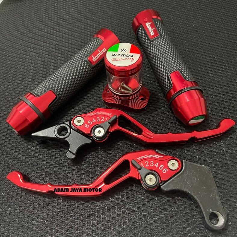 Paket 3in1 / Handgrip CNC model Rizoma + Handle rem CNC + Tutup tabung master rem CNC variasi / Vari