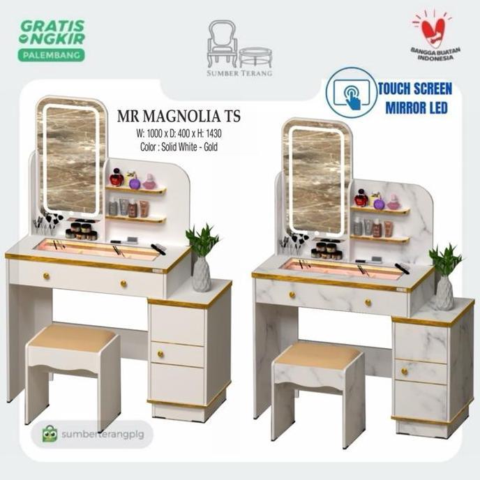 Meja Rias Lampu LED Touch Screen Meja Rias Vanity Mirror Meja Rias Dressing Table Matkens MR MAGNOLI