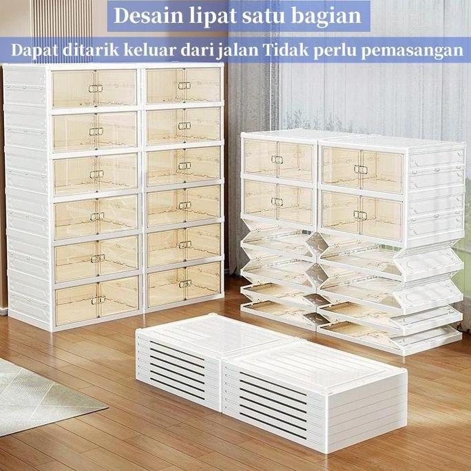 Instancodbisa- Tidak Ada Instalasi / 3-9 Lapis Lemari Sepatu Lipat Transparan Anti Pecah - Rak Sepat