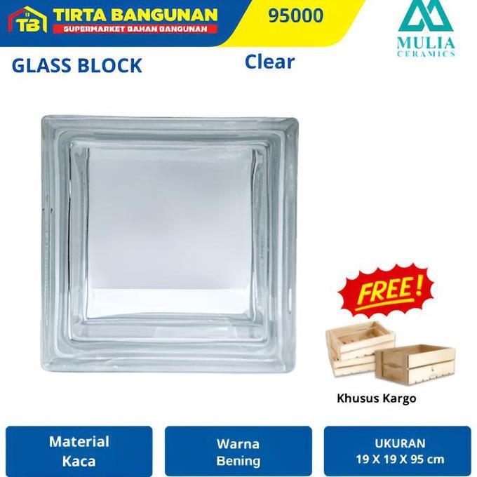 Barunih- Mulia 95000 19 X 19 X 9,5 Cm Clear Glass Block Balok Kaca Glass Box Kayu Pintu