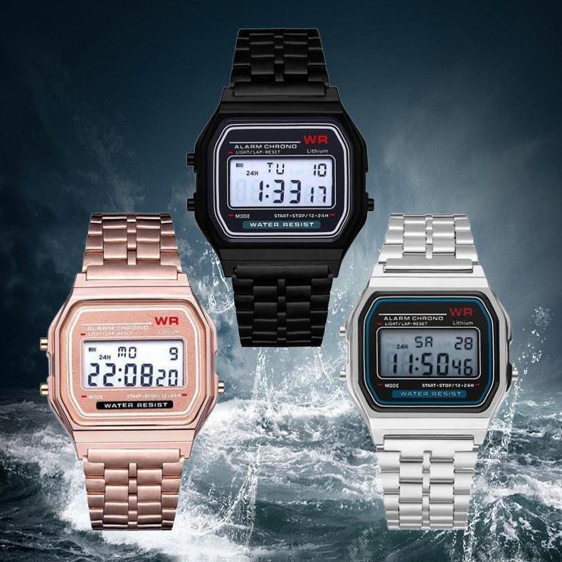 FLASH SALE JAM TANGAN DIGITAL PRIA/WANITA CASIO KOTAK JAM TANGAN STAINLESS TERBARU