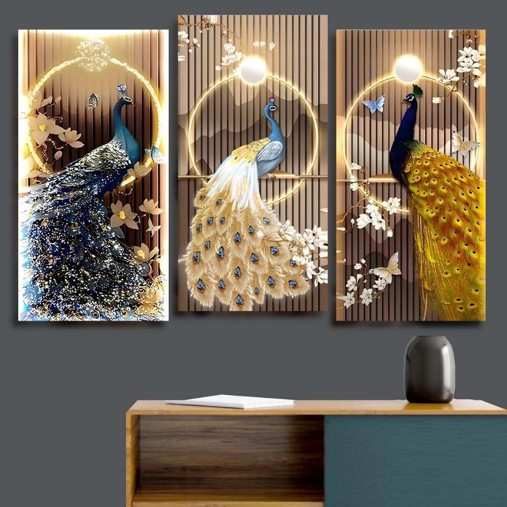 Grosir Dekorasi Kamar Aesthetic | Pajangan Dinding Aesthetic | Burung Merak Emas