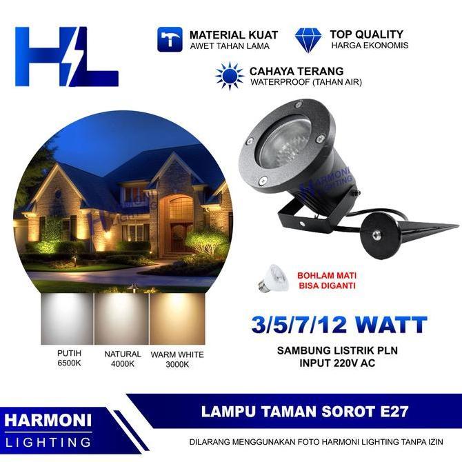 Kap Lampu Sorot Taman Sorot Outdoor Waterproof Bohlam Fitting E27