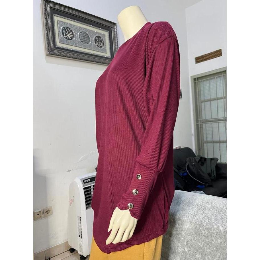 DR132 - Aleeya Rib Tunik Jumbo Lengan Variasi Kancing