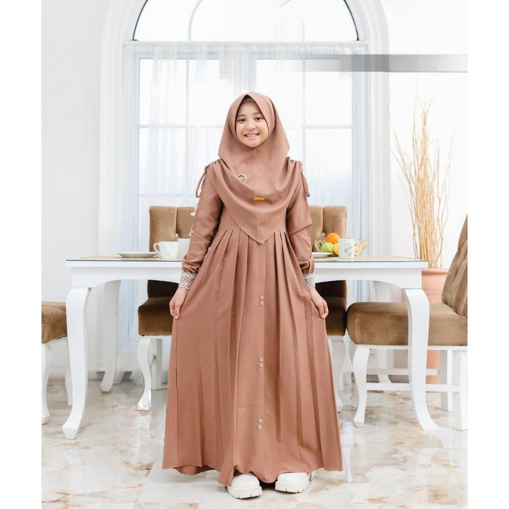 FREE ONGKIR GAMIS ANAK MAWWADAH SYAR'I SET KHIMAR CRINGKLE AIRFLOW PREMIUM - FASHION MUSLIM ANAK PER
