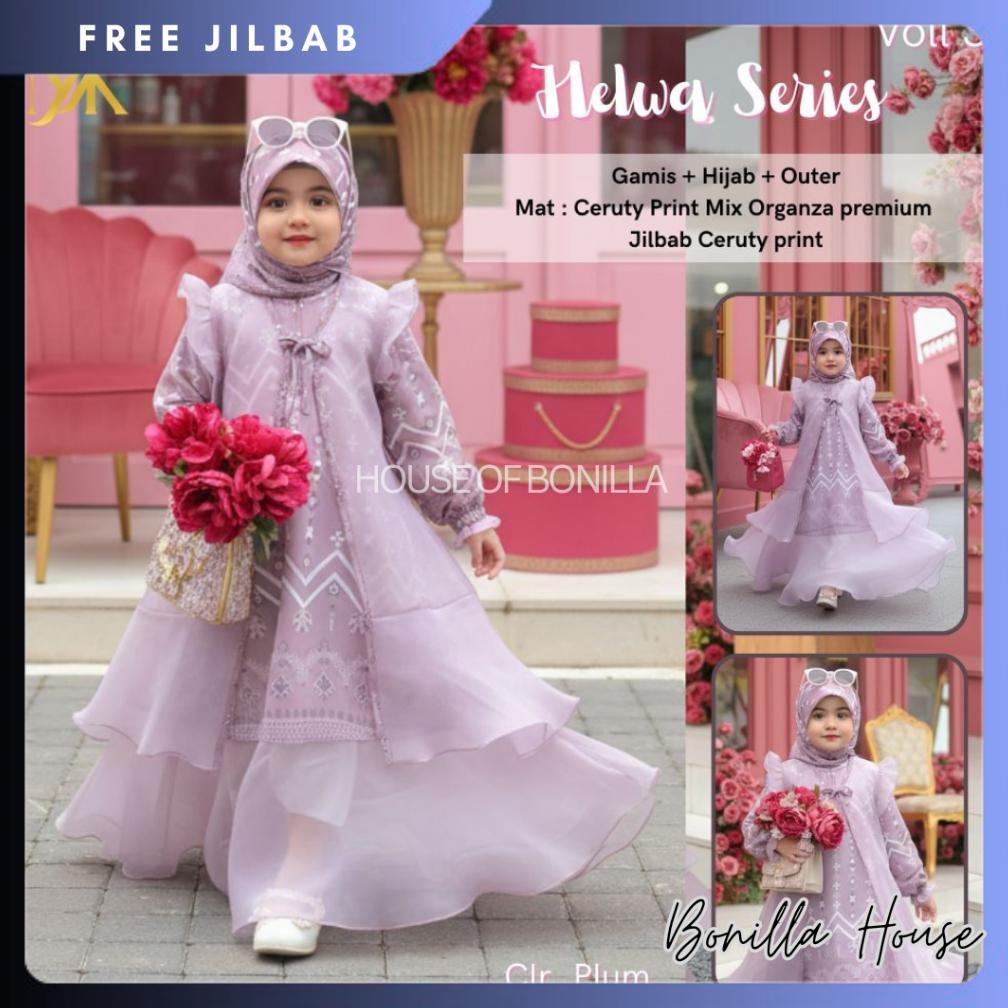 DISKON BAJU GAMIS ANAK PEREMPUAN HELWA KAFTAN ANAK 3-12 THN SERAGAM PENGAJIAN ANAK PEREMPUAN MAUMA K