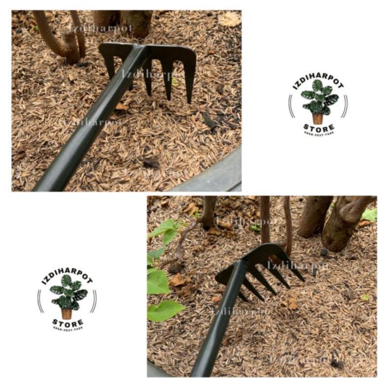 garpu besi gagang kayu untuk garukan tanah berkebun - GARPU TANAH