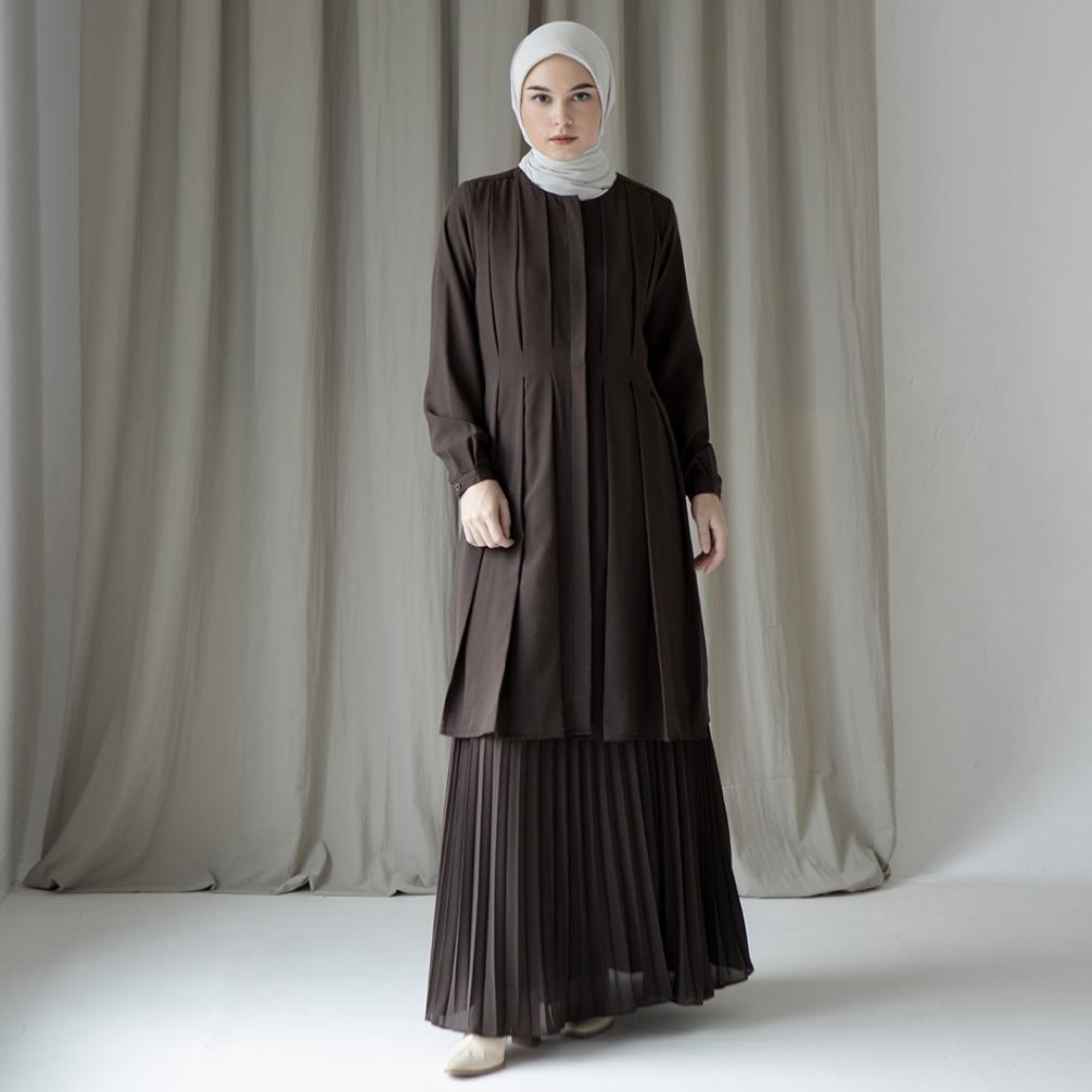 DISKON DANANTYA BY ASKA LABEL - TUNIK WANITA PANJANG WARNA BIRU DUSTY, ABU GELAP, PUTIH LENGAN PANJA