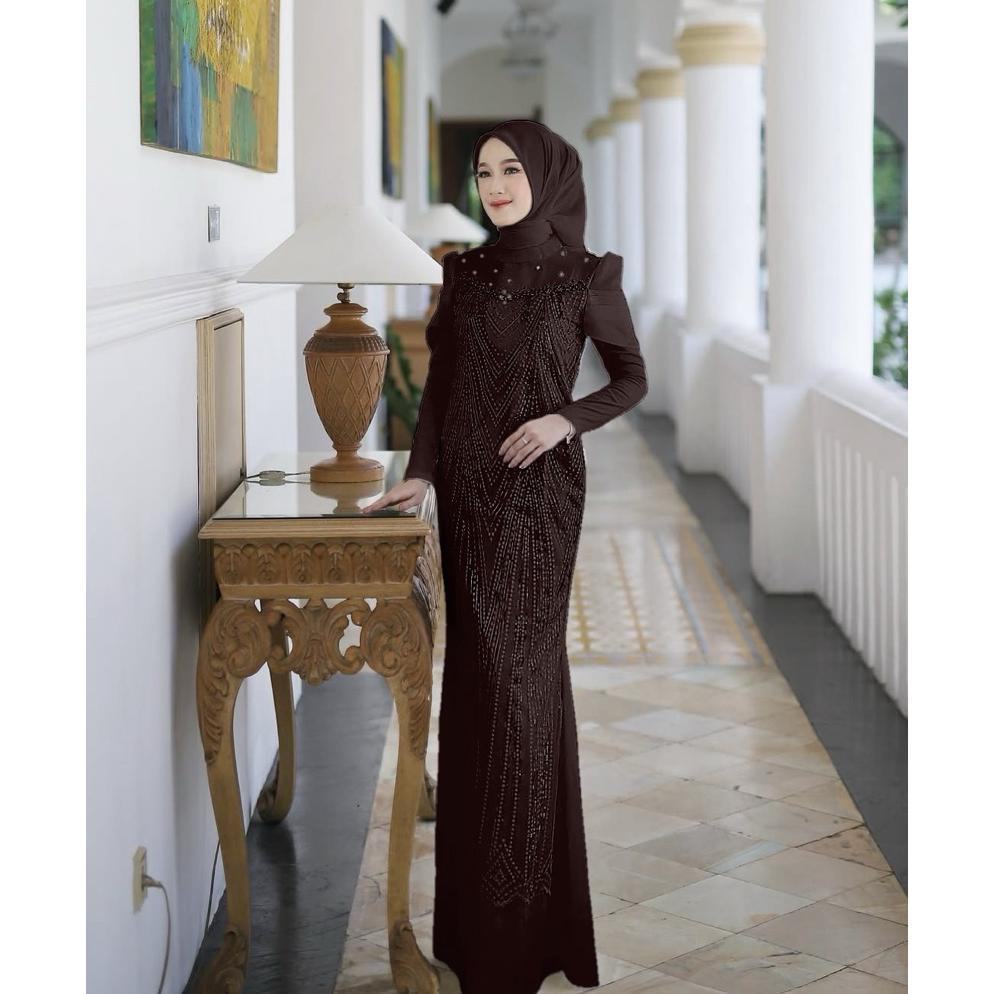 DISKON LUVITA DRESS LEBARAN TEAL EMERALD BLUE 2026 GAMIS MERMAID BRUKAT MEWAH