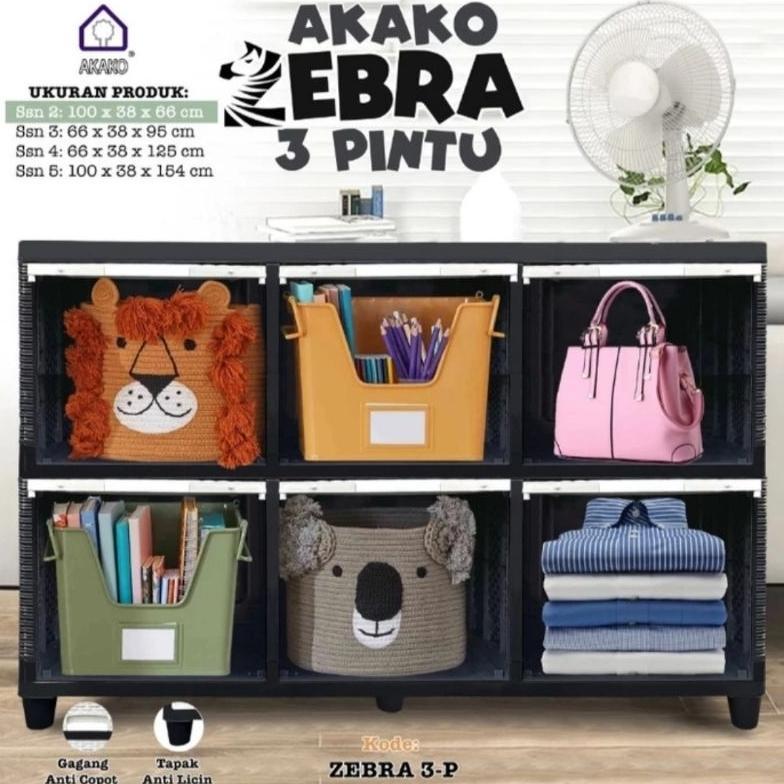 Promo Bulan Ini Akako : Zebra Lemari Plastik 3 Pintu Susun 2 Rak Tv Led Kuat Tebal Anti Rayap