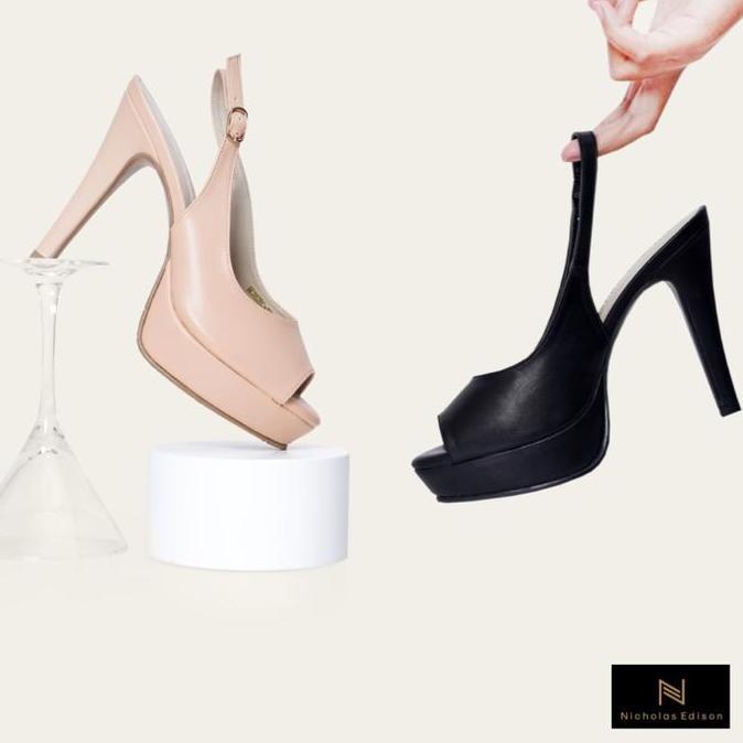 Terpopuler- Nicholas Edison Heels Fenella Sepatu Hak Tinggi Wanita Platform Slingback Peeptoe