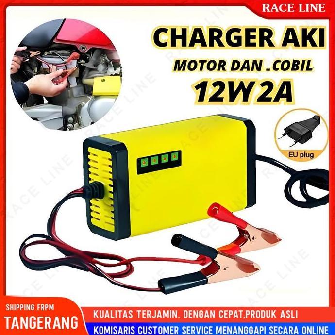 JHOZENUS Casan Aki Motor Mobil Otomatis 2A-20A 12Volt/24Volt Portable Automatic Charger Batterai Cas