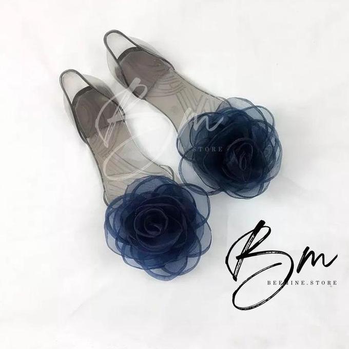 Terpopuler- Sepatu Jelly Kaca Wanita / Flatshoes Kaca Jelly Bunga Transparan 186 Alina Flat  Shoes
