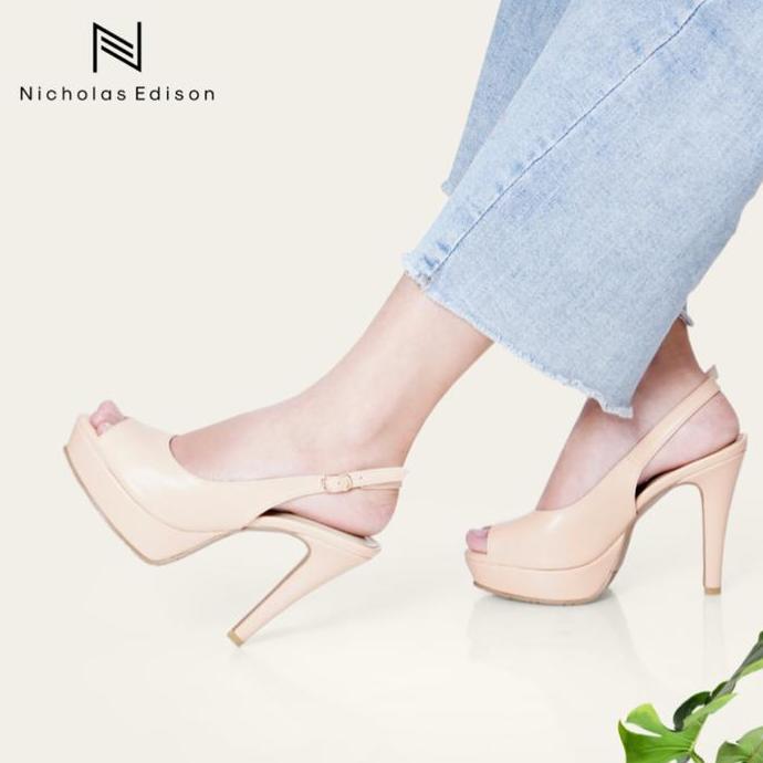 Nicholas Edison Heels Fenella Sepatu Hak Tinggi Wanita Platform Slingback Peeptoe KS