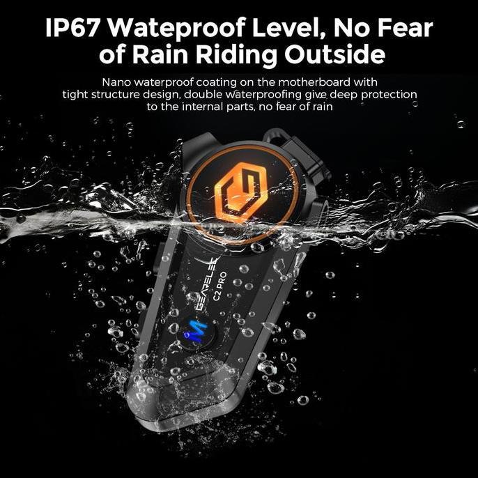 C2 Pro Gearelec 2 Rider Intercom Helmet Headphone Music Sharing While Intercom 6 Lights Hifi Stereo 