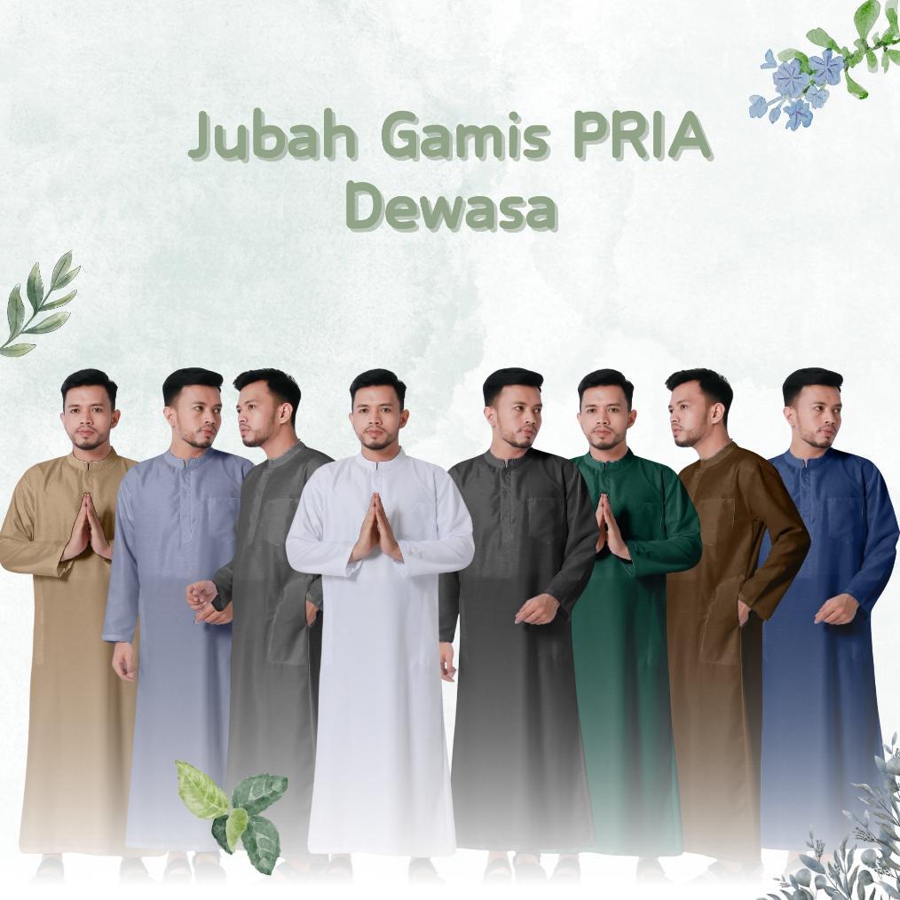 ORIGINAL JUBAH GAMIS POLOS PRIA LAKI LAKI DEWASA LENGAN PANJANG BAHAN TOYOBO WARNA PUTIH HITAM ABU C