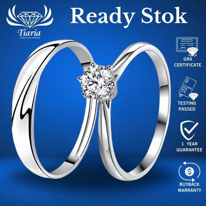 Ready Cincin Tunangan 2-3 gram Berlian Moissanite GRA / Crystal Zircon - Tiaria Cincin Nikah Hadiah 