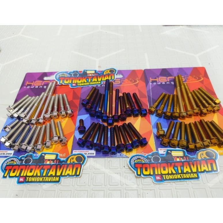 Baut blok mesin 2 kunci motor satria Fu baut bak mesin heng 2 kunci 1 pack isi 21 baut