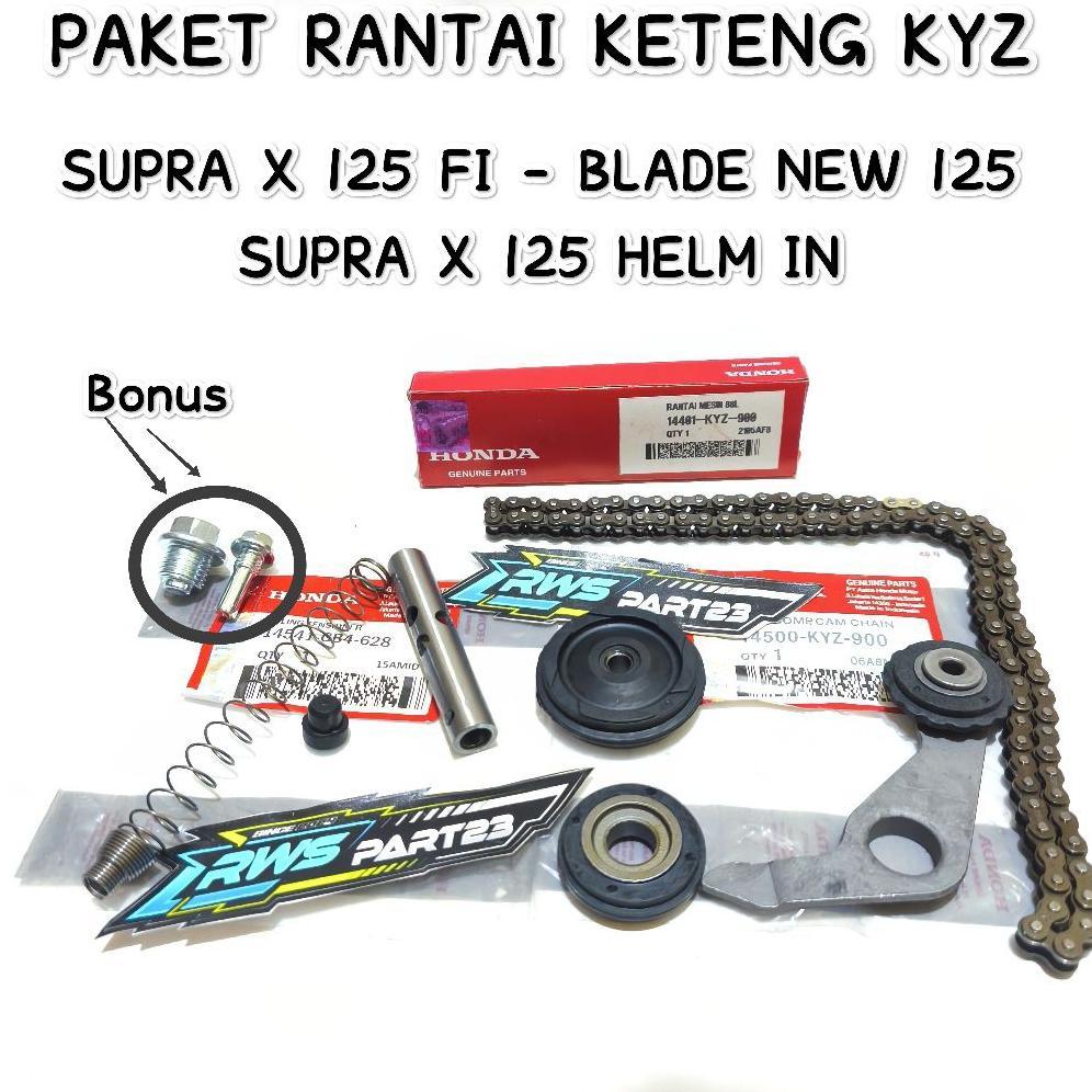 Rantai Keteng Set KYZ + Roll Keteng Plat + Suling Tensioner Honda Supra X 125 Helm in Blade New 125 