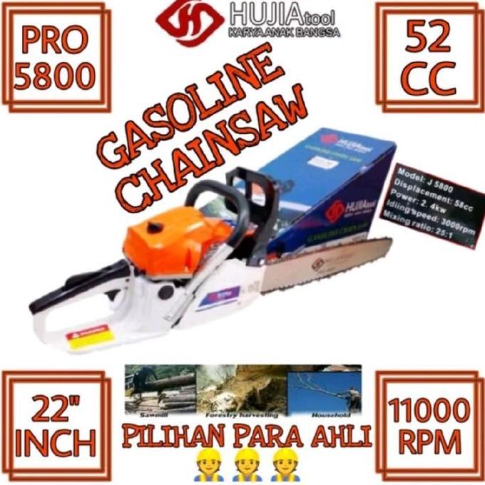 TERBARU - Canggih Chainsaw Bensin 58cc HUJIA TOOLS Gasoline Chainsaw 58cc Hujia Stihl