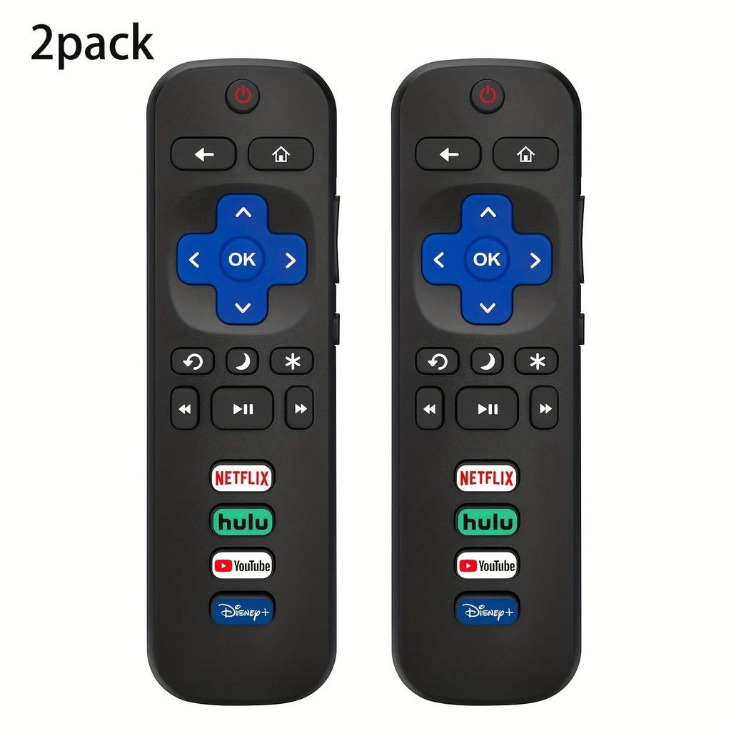 2 remote controls compatible with TCL Roku/Hisense Roku/Onn Roku/Philips Roku smart TV (not applicab