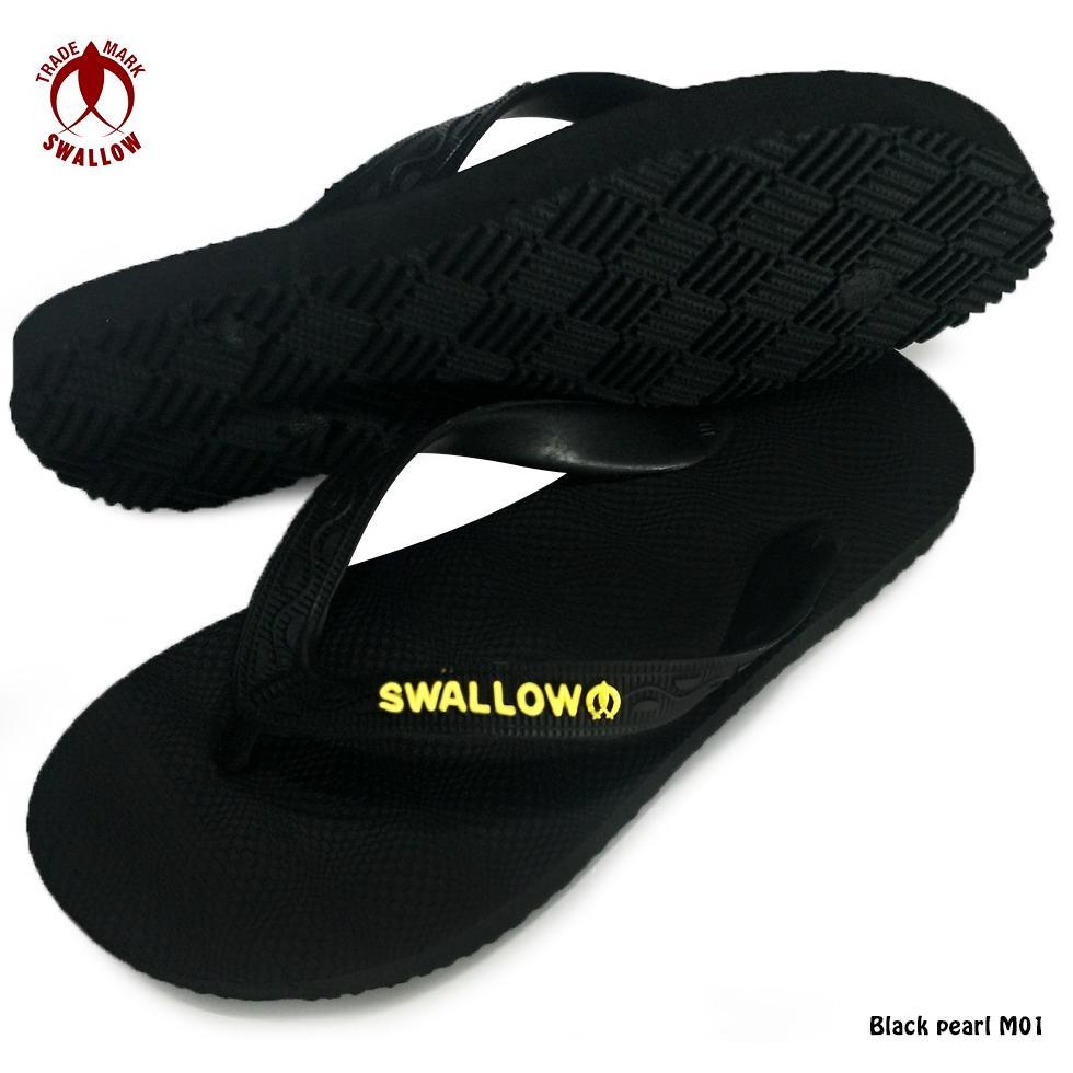 FREE ONGKIR SENDAL JEPIT SWALLOW BLACK PEARL M01 (ALL BLACK) - SANDAL JAPIT M01 SWALLOW HITAM AKSEN 