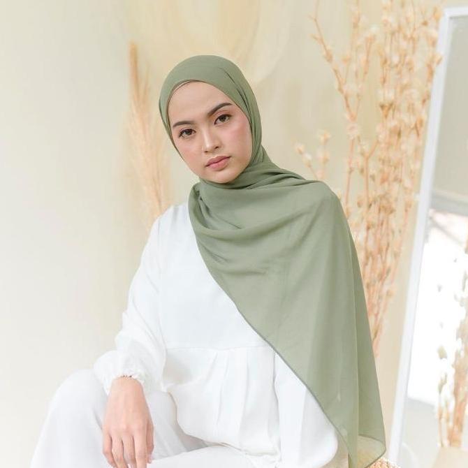 DY107 - SAGE GREEN Pashmina Ceruty Babydoll ( Hijab Warna Sage Green )
