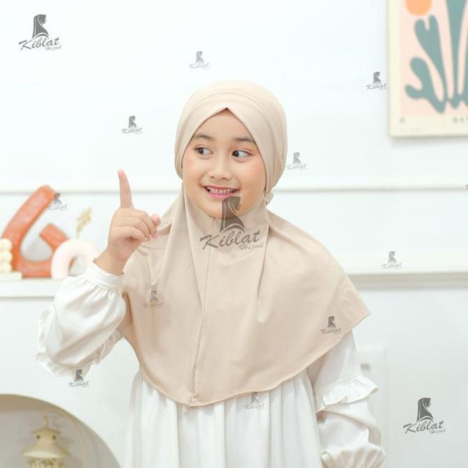 DA8 - Kiblat KERUDUNG FRANCH KHIMAR ARABIAN JERSEY PREMIUM HIJAB INSTAN 5-12thn Jilbab Anak Perempua