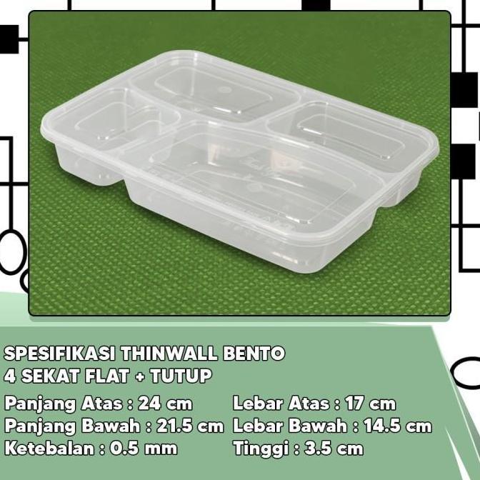Thinwall Bento Sekat 4 Plastik - Kotak Makan Bento Thinwall Premium