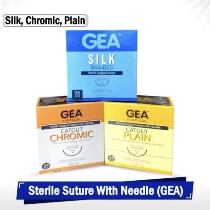 GEA CATGUT CHROMIC PLAIN SILK DENGAN JARUM 2/0 - 3/0 GEA