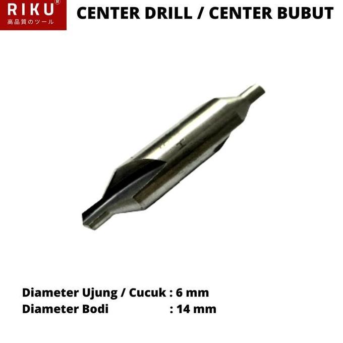 Centre Center Drill / Center Bubut 6 mm mili - Bodi 14 mm mili
