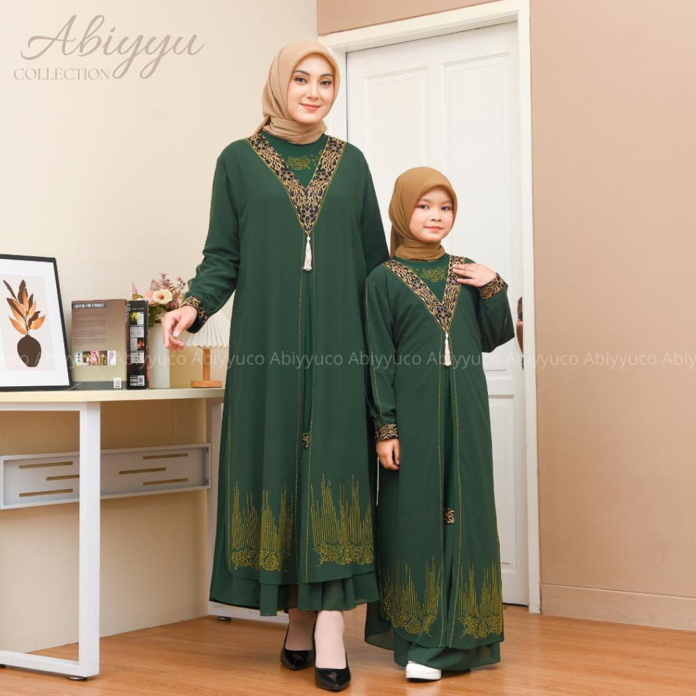 Abiyyuco TA9042 | Gamis Abaya Turki Couple Ibu dan Anak Perempuan Turki Kapel Bordir Rempel Turkiy K