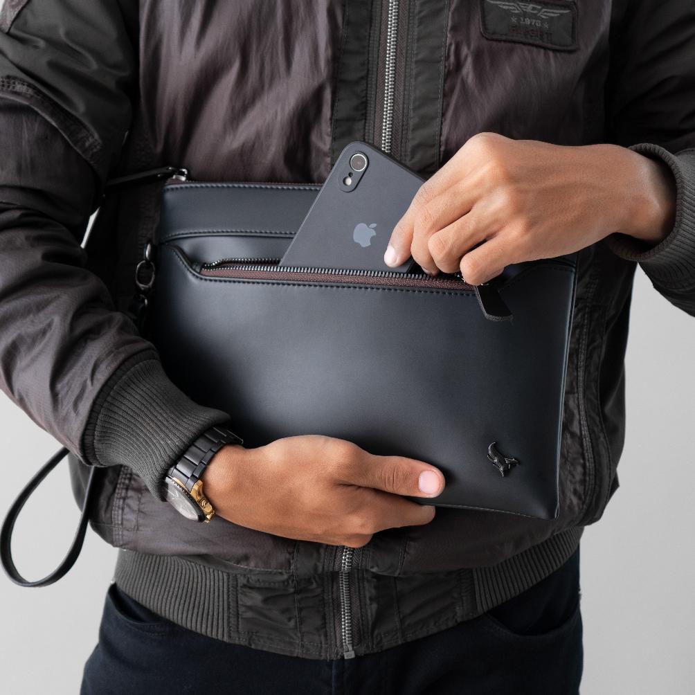 Terbaru Handbag Pria Kulit Clutch Bag Model Slim Multifungsi Anti Air Tas Tangan Cowok Kekinian Muat