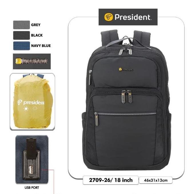 PRESIDENT 27 2709 Ransel President Backpack Laptop Pria Wanita