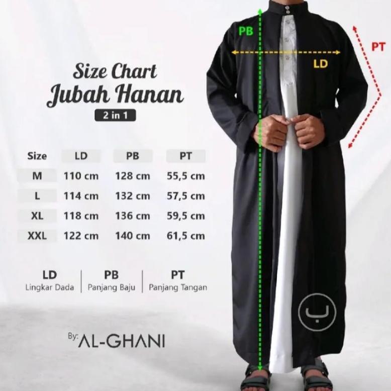 NEW 1 set jubah pria luar dalam, jubah hanan 2 in 1, jubah gamis pria premium bahan katun exlusive b