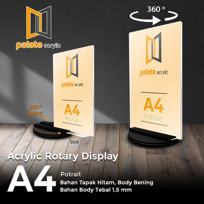 TERMURAH - Akrilik Tempat Brosur Putar / Stand Brosur Meja Putar A4